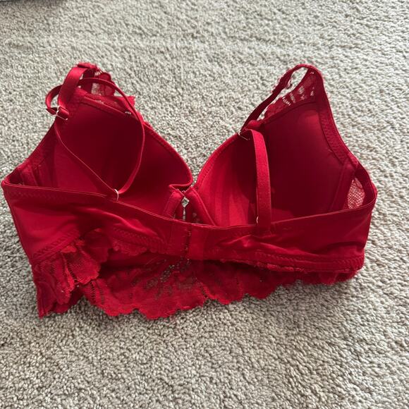 Marilyn Monroe Longline Padded Underwire Bra w/ Red Lace Women's Size 34C - Picture 3 of 7